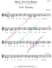 Click to Enlarge: "Tom Dooley," Rhythm Format
