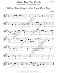 Click to Enlarge: "While Strolling in the Park One Day," Solfeggio Format