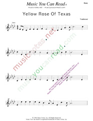 "Yellow Rose of Texas," Music Format
