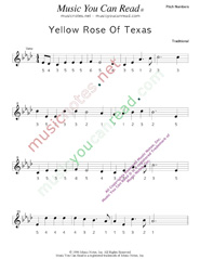 Click to Enlarge: "Yellow Rose of Texas," Pitch Number Format