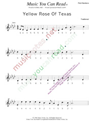 Click to Enlarge: "Yellow Rose of Texas," Pitch Number Format