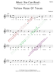 Click to Enlarge: "Yellow Rose of Texas," Rhythm Format