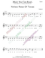 Click to Enlarge: "Yellow Rose of Texas," Rhythm Format