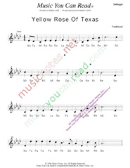 Click to Enlarge: "Yellow Rose of Texas," Solfeggio Format