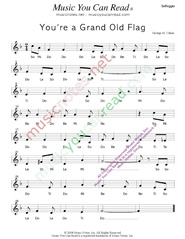 Click to Enlarge: "You're a Grand Old Flag," Solfeggio Format