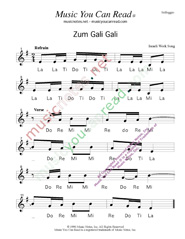 Click to Enlarge: "Zum Gali Gali," Solfeggio Format