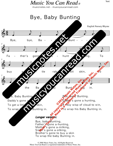 "Bye, Baby Bunting" Text Format