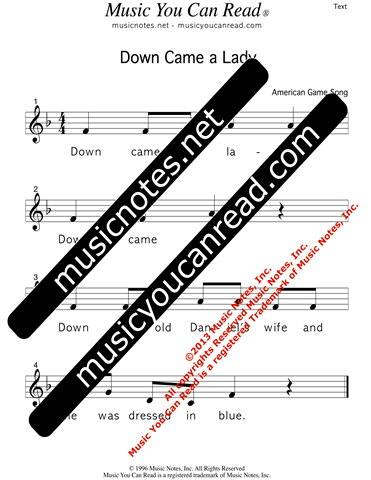 "Down Came a Lady"" Text Format