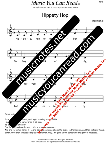 "Hippety Hop" Lyrics, Text Format