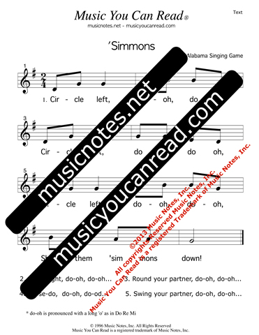 "'Simmons" Lyrics, Text Format