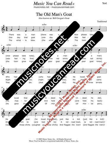 "The Old Man's Goat" Lyrics, Text Format