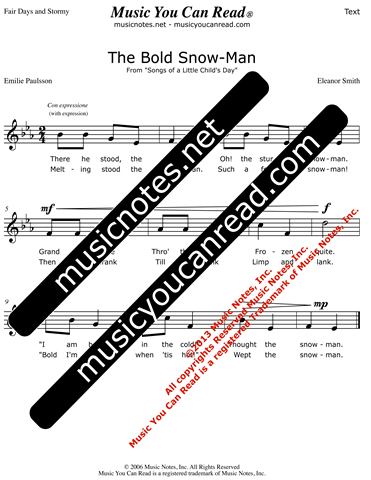 "The Bold Snow-Man" Lyrics, Text Format