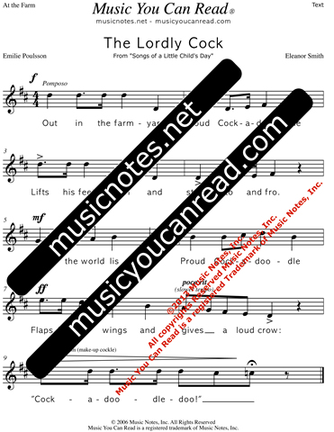 "The Lordly Cock" Lyrics, Text Format