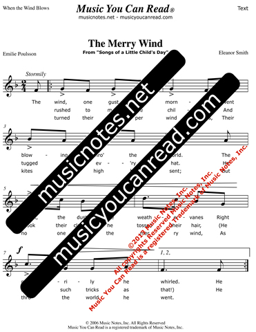 "The Merry Wind" Lyrics, Text Format