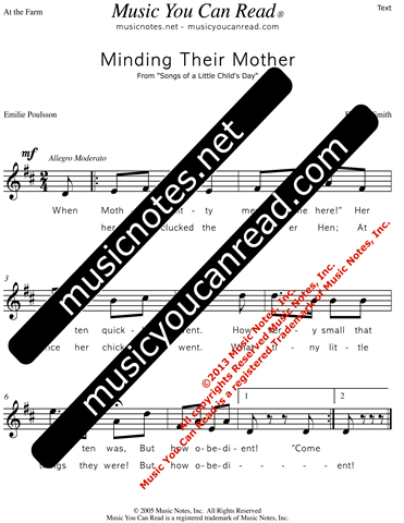 "Minding the Mother" Lyrics, Text Format