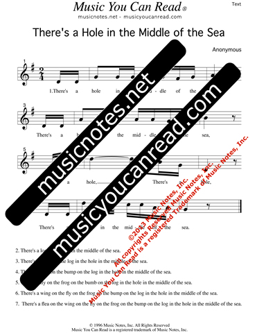 "There's a Hole in the Middle of the Sea" Lyrics, Text Format