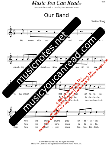 "Our Band" Lyrics, Text Format