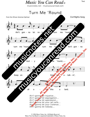 "Turn Me 'Round" Lyrics, Text Format