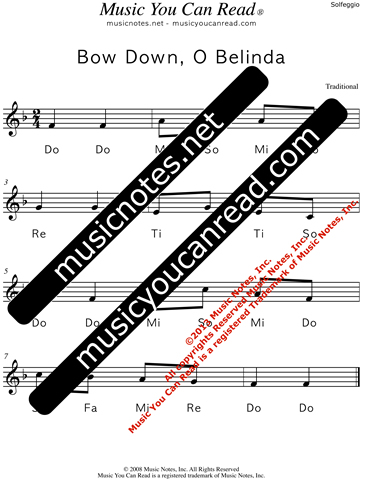 Bow Belinda  Free Sheet Music (Lead Sheet) 