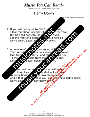 "Derry Down" Lyrics, Text Format