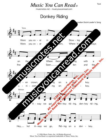 "Donkey Riding" Lyrics, Text Format