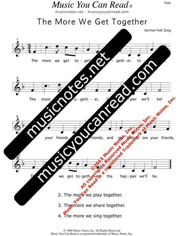 "The More We Get Together" Lyrics, Text Format