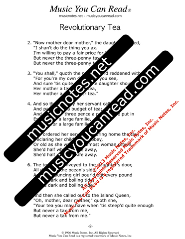 "Revolutionary Tea," Lyrics, Text Format