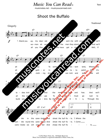 "Shoot the Buffalo" Lyrics, Text Format