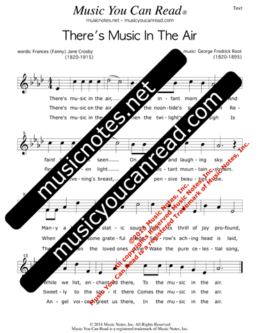 "There's Music In The Air" Lyrics, Text Format