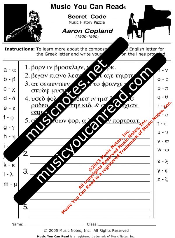 Secret Code - Aaron Copland