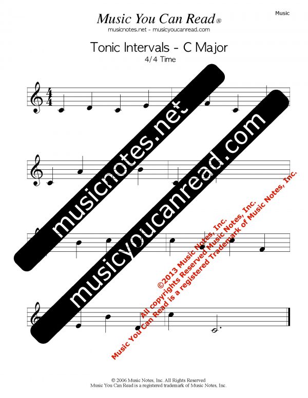 Tonic Intervals - G Clef - 4/4 Time